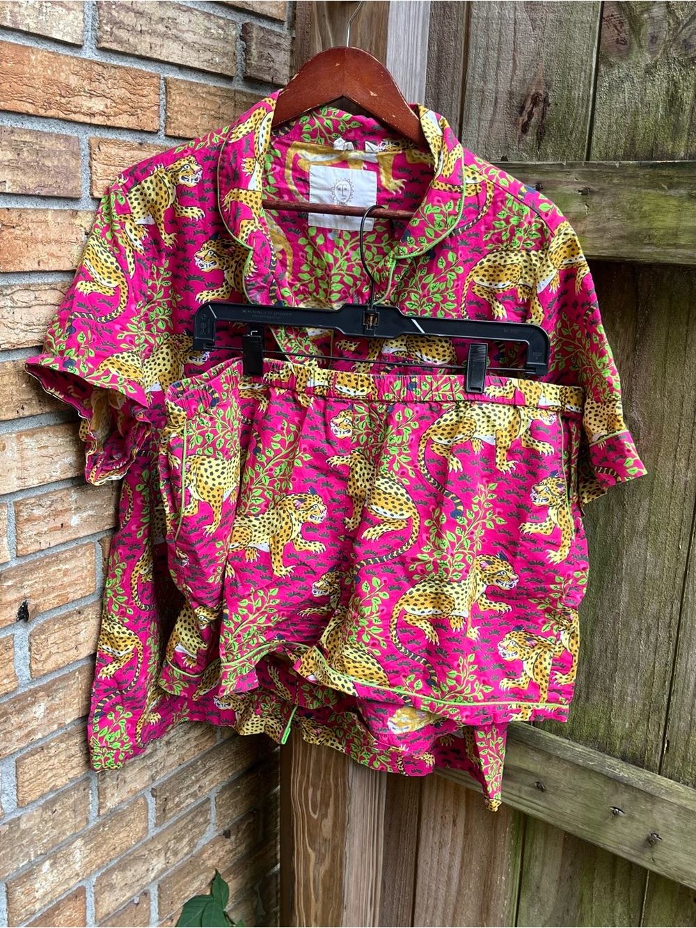 Printfresh Pink Leopard Print Women's Pajama Set 100% Organic Cotton